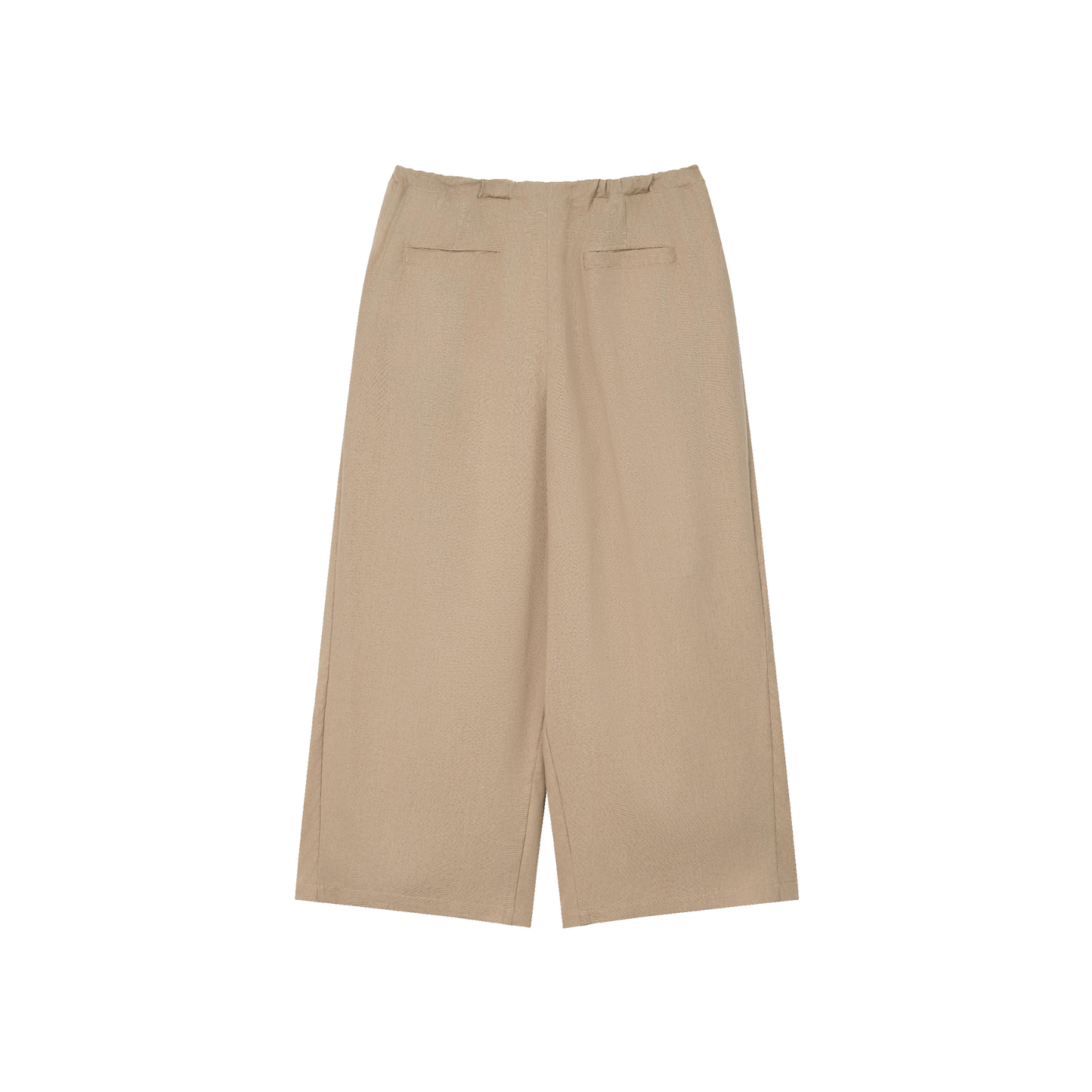 Cream Linen Box Pleated Pants