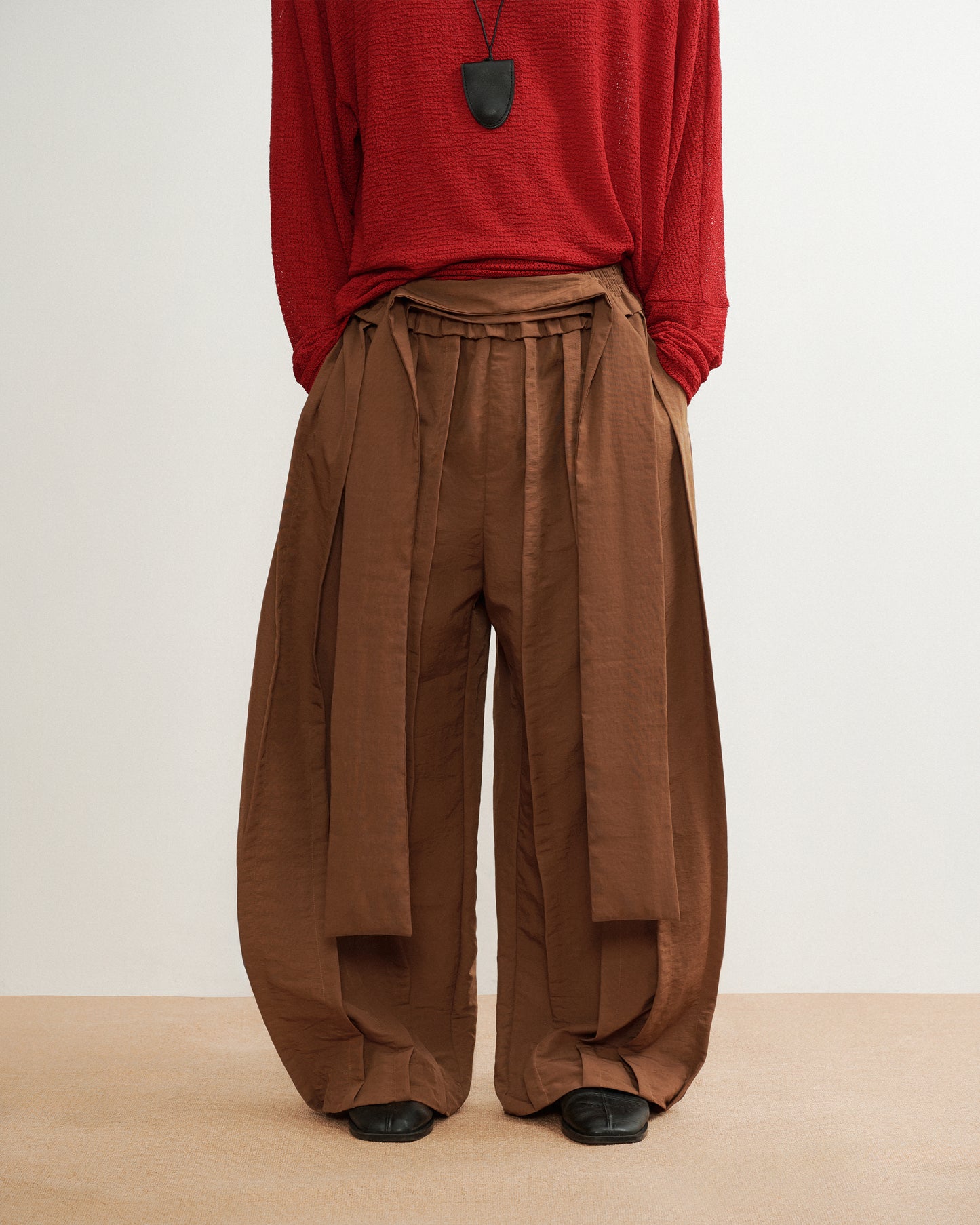 Brown Harago Pleats Pants AIN Astoud