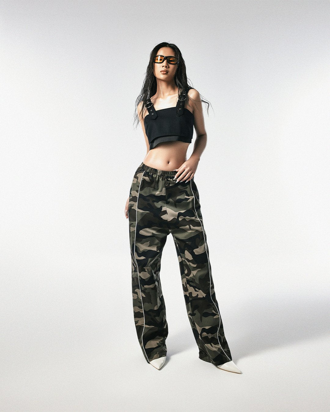 Black Khaki Cropped Top