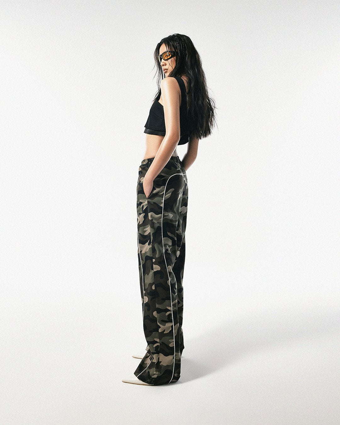 Black Khaki Cropped Top