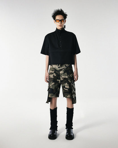 Men's Black Cropped Shirt