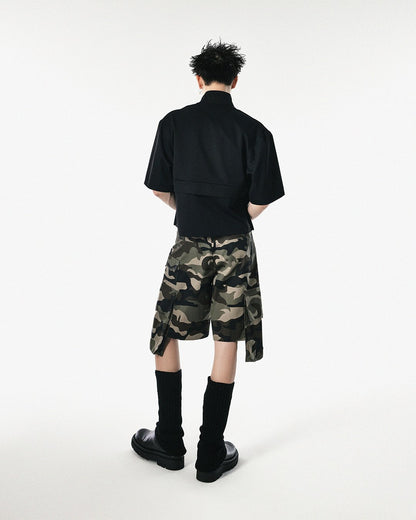 Men's Black Cropped Shirt