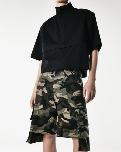 Men's Black Cropped Shirt