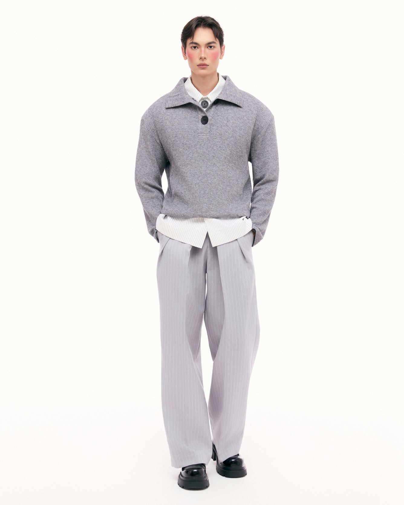 Light Gray Dual Pleat Trousers