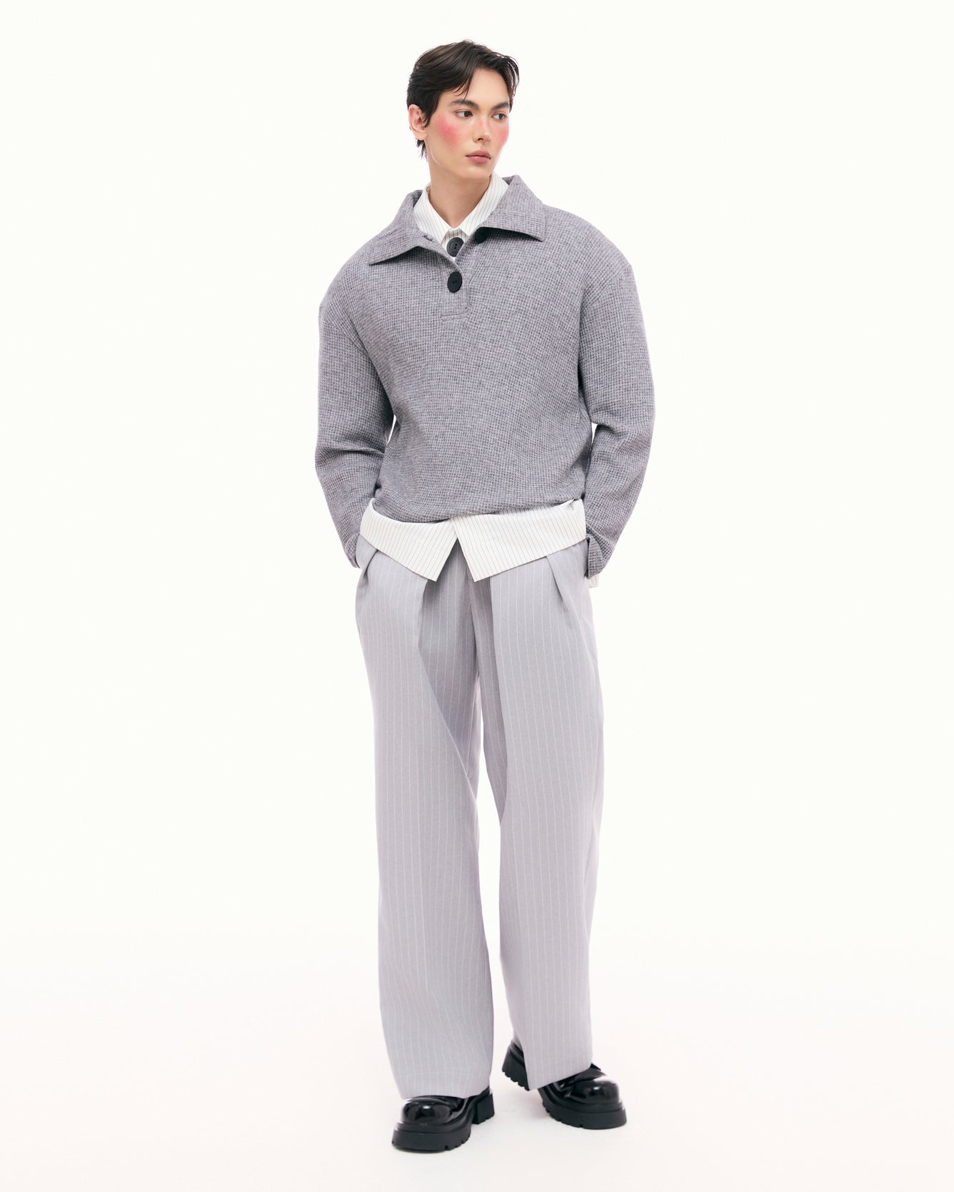 Light Gray Dual Pleat Trousers