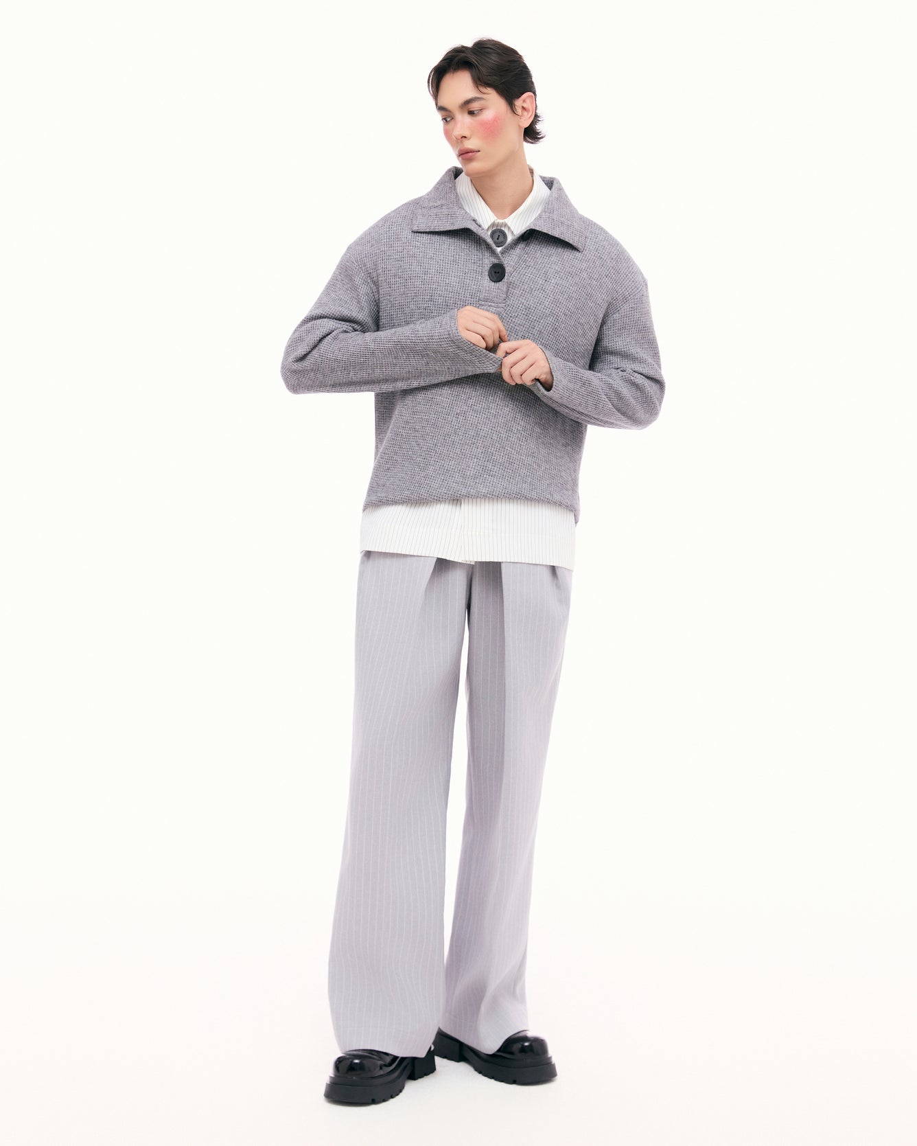 Light Gray Dual Pleat Trousers