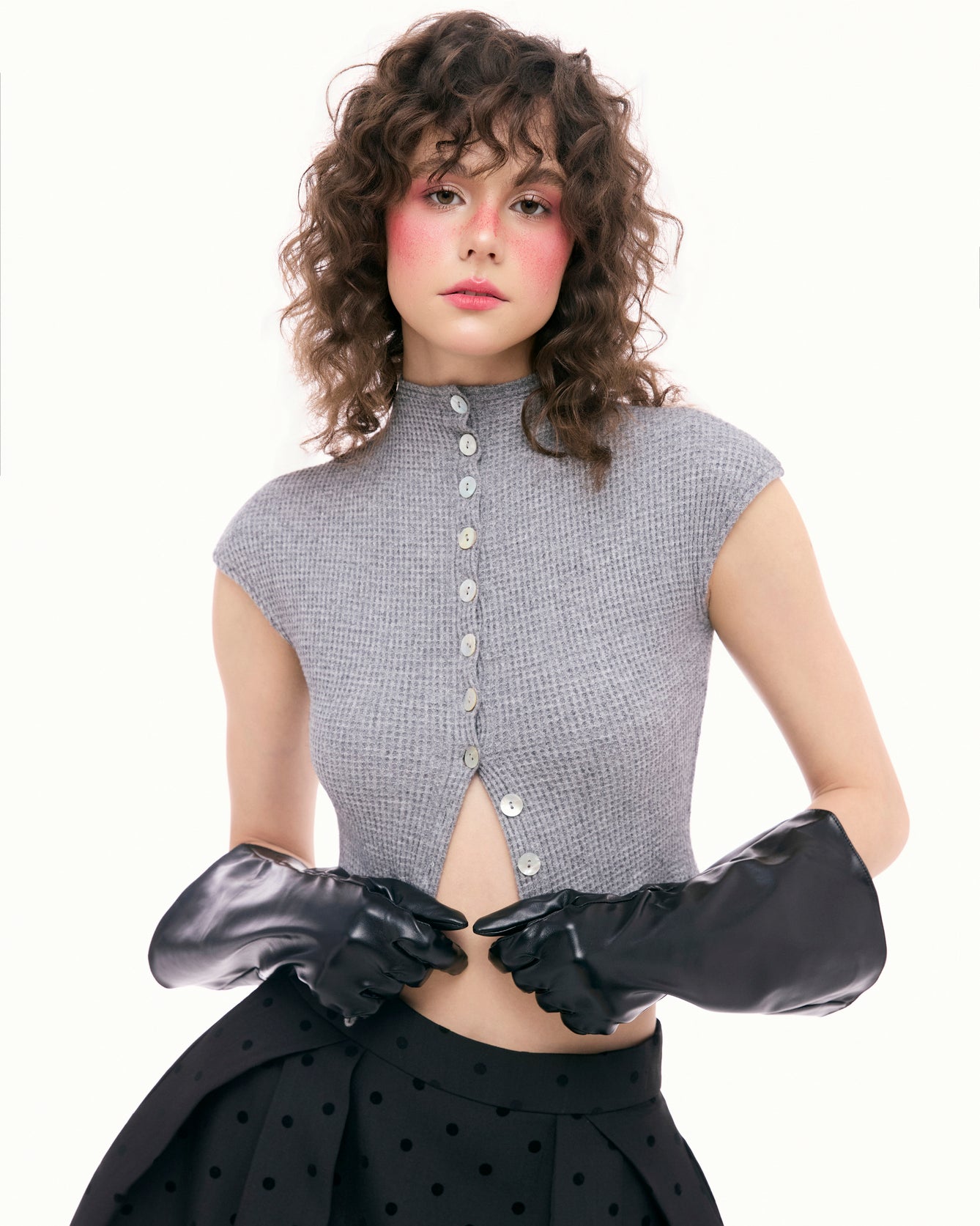 Baby Tee Knit Pearl Button