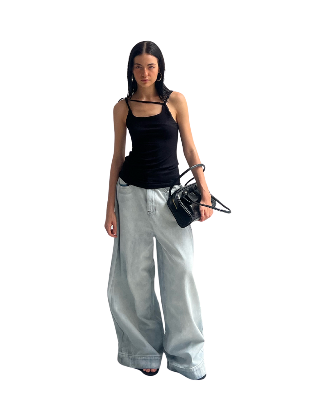 Wide Leg Vertical Panel Jeans