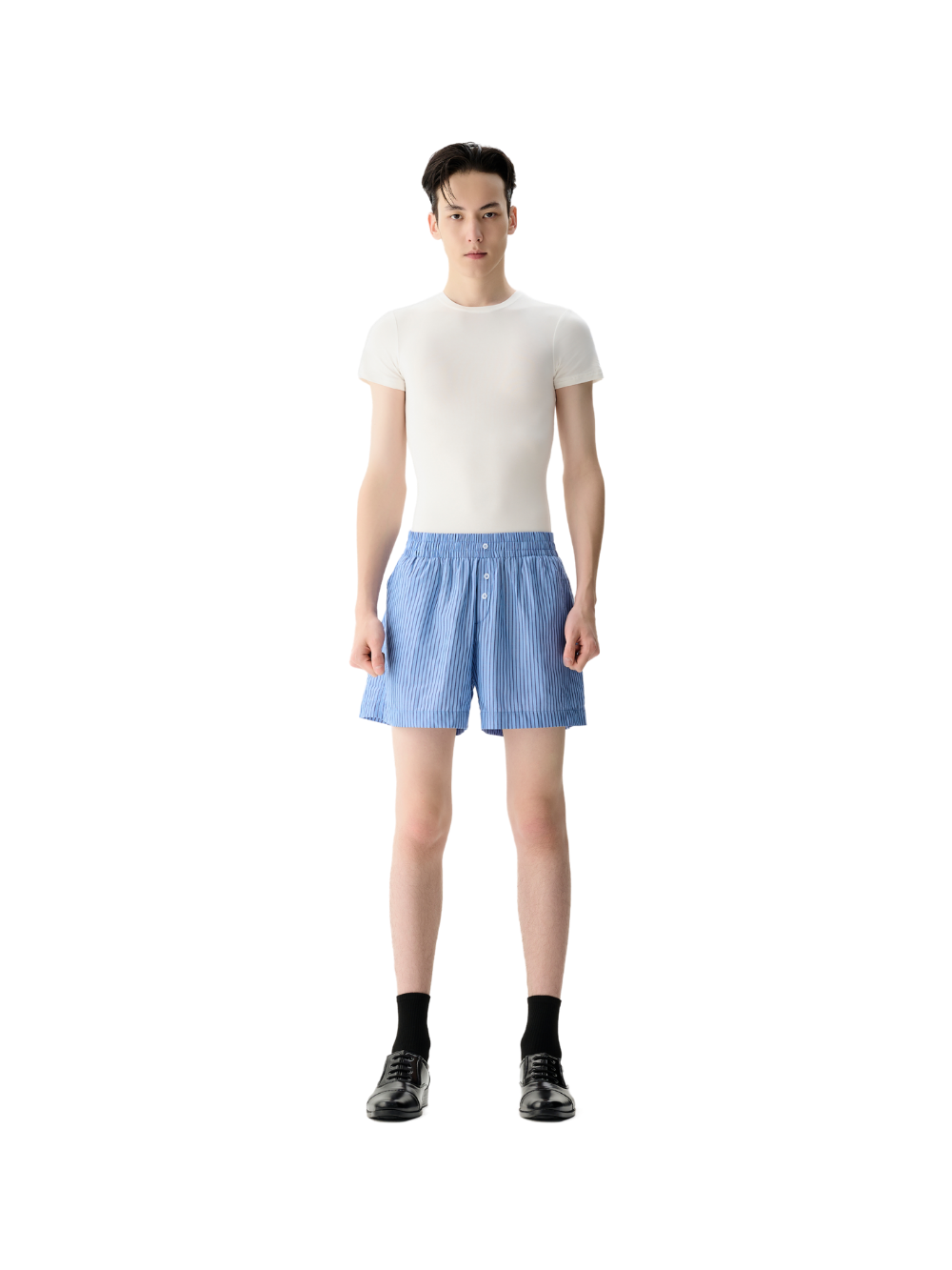 White Slim Fit Short Sleeve Top