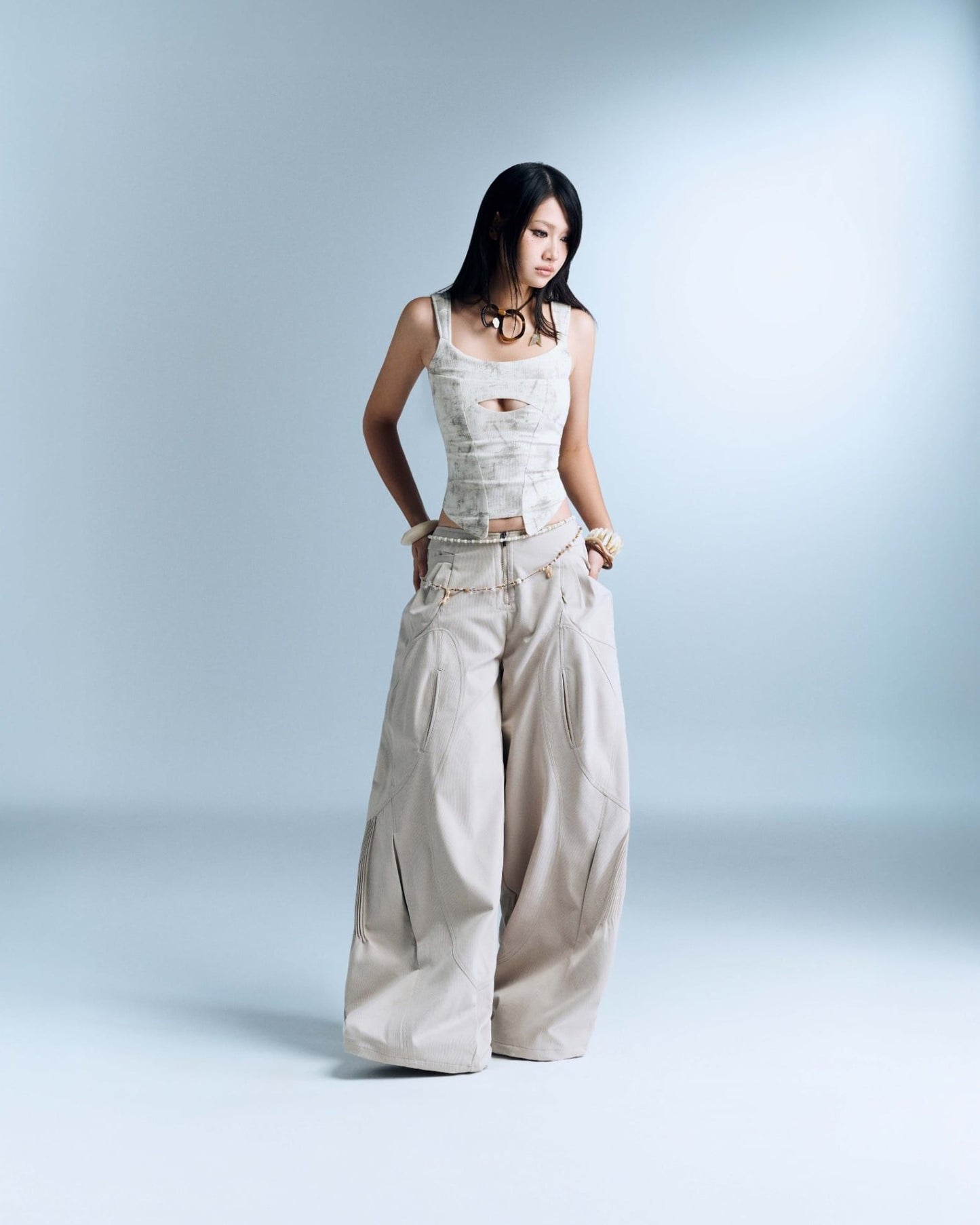 Marble White Saide Top