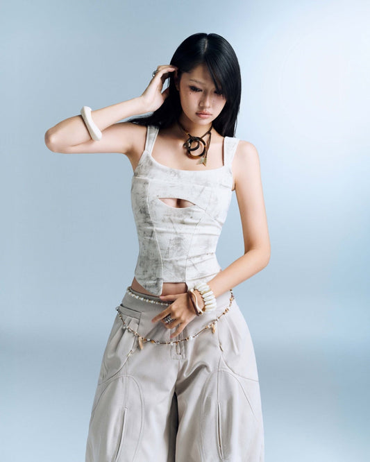 Marble White Saide Top