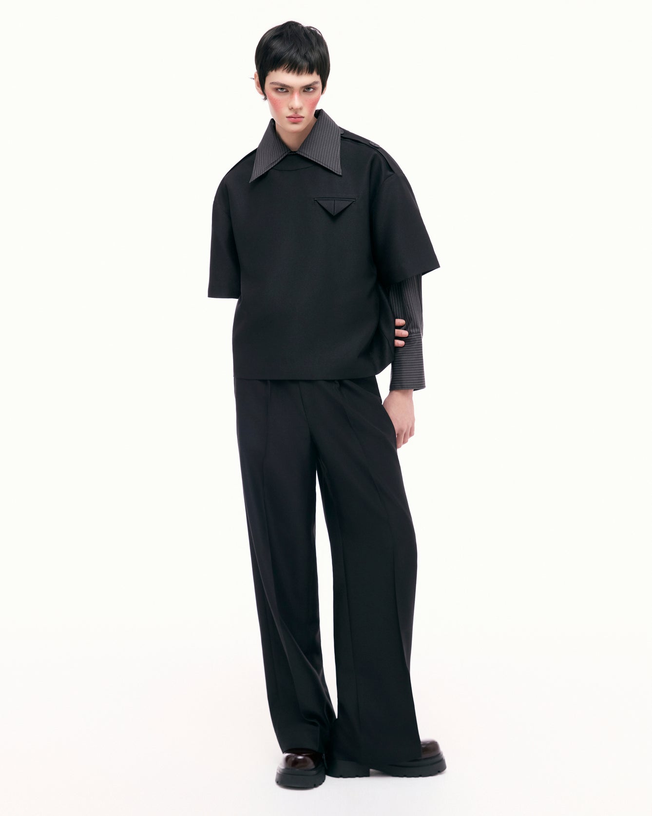 Black Shoulder Tab Shirt