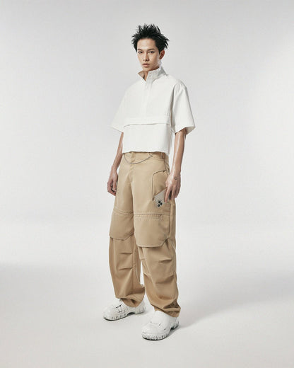 Men's White Cropped Shirt
