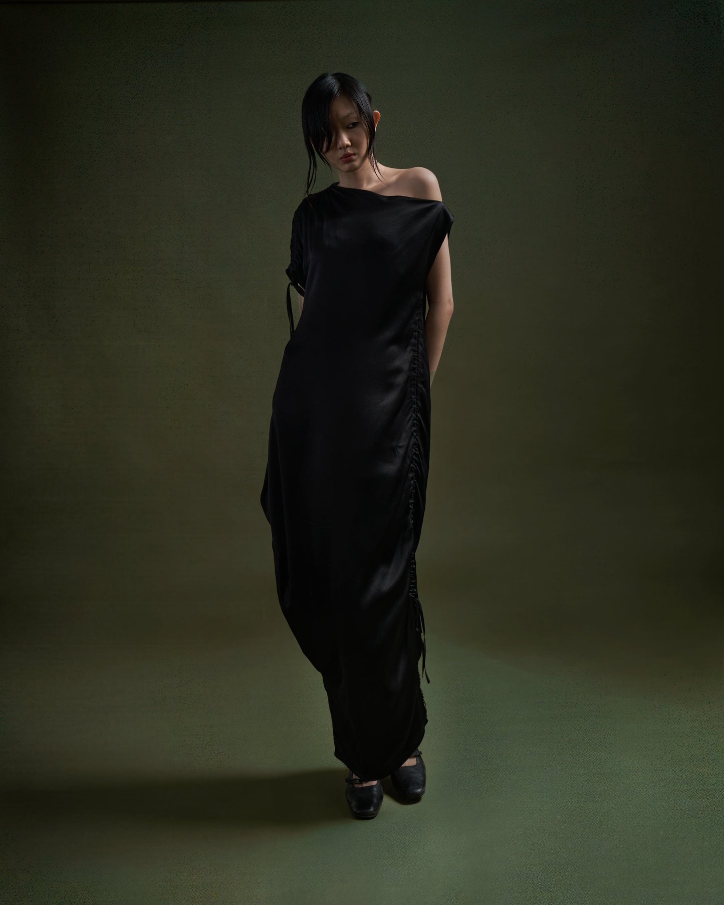 black-plum-rutched-silk-dress kimtr astoud