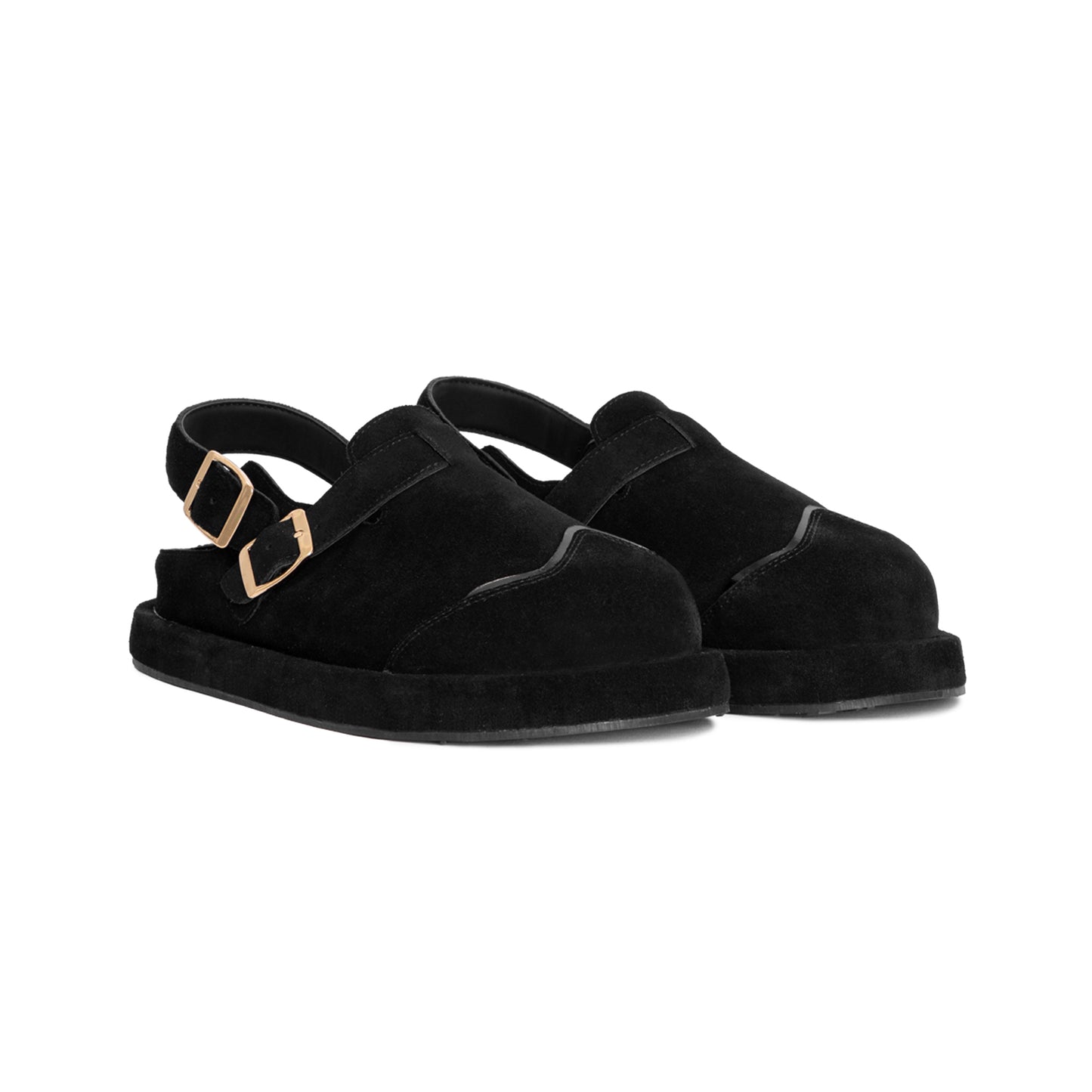 the-wolf-black-suede-low-clog-sandals thewolf astoud