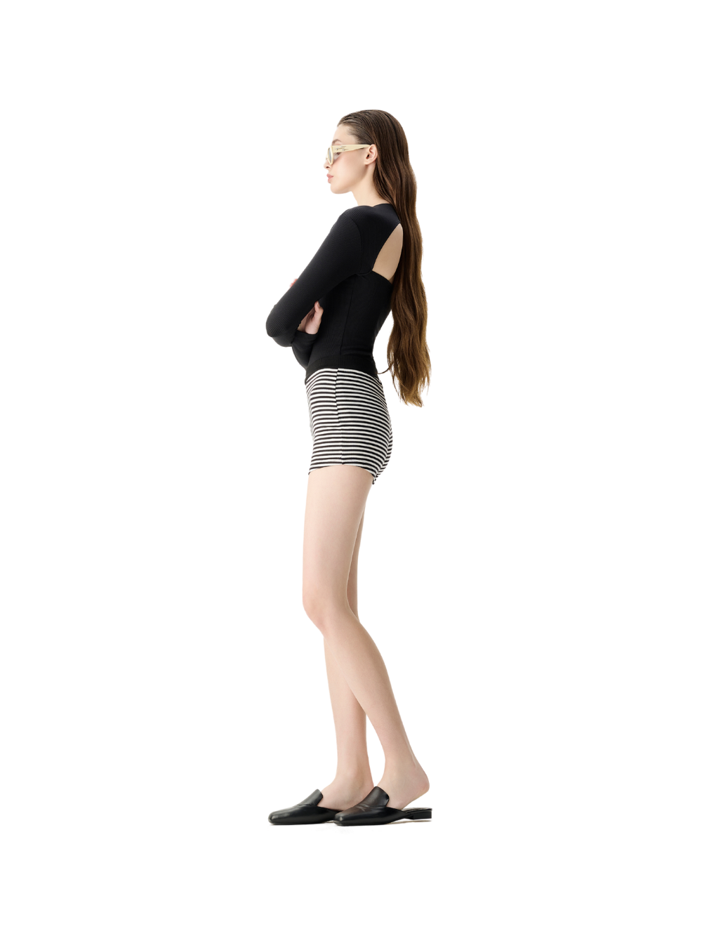 Slanted V-Neck Long Sleeve Top