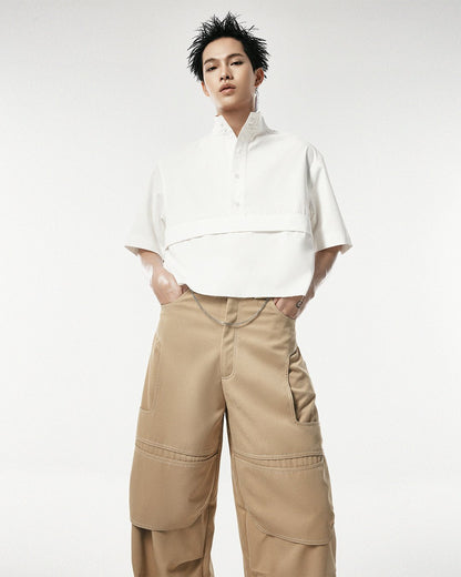 Men's White Cropped Shirt