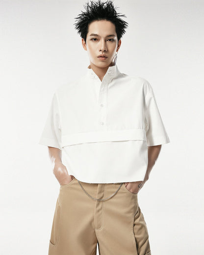 Men's White Cropped Shirt