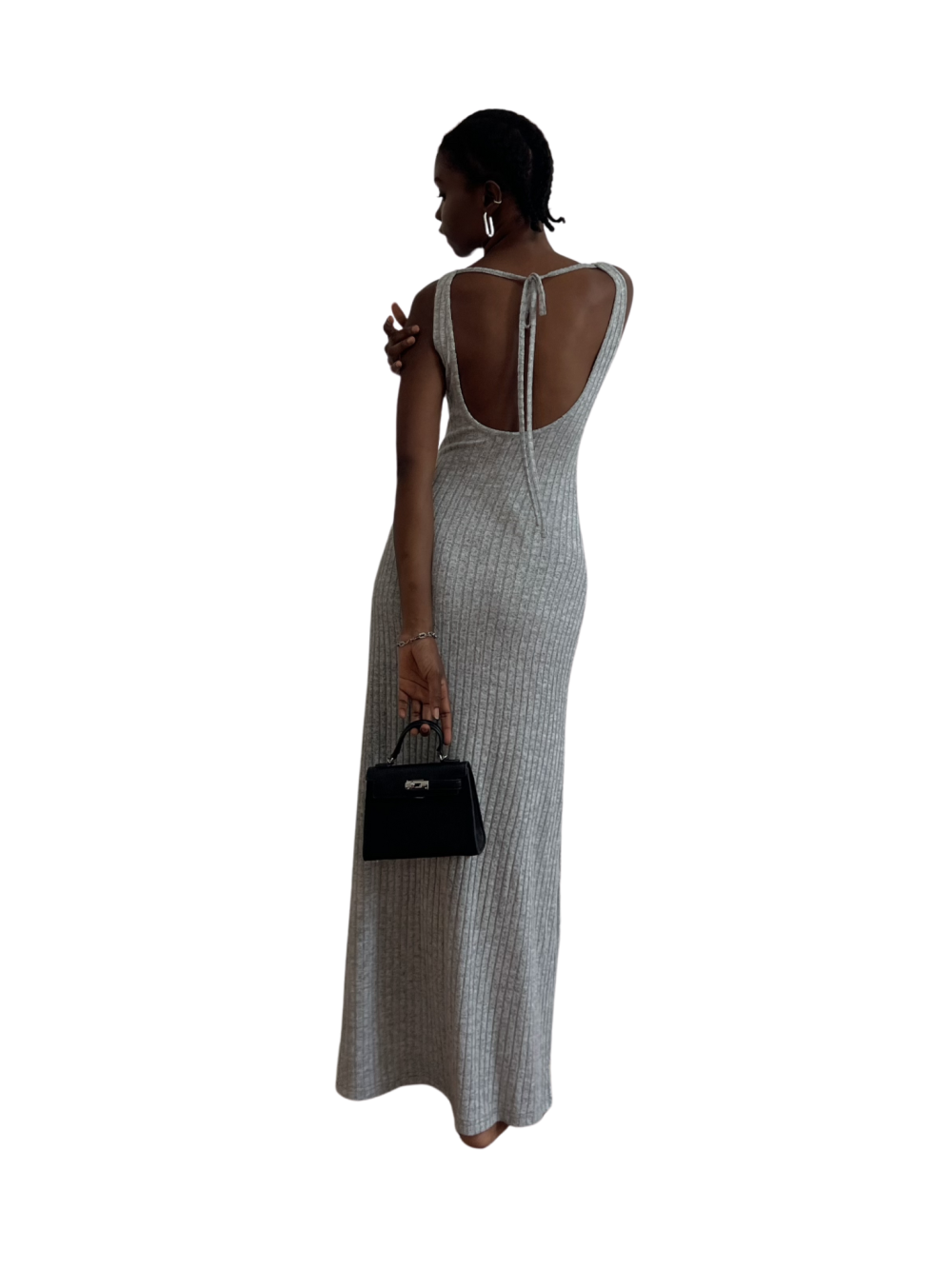 Low Back String Tie Midi Dress