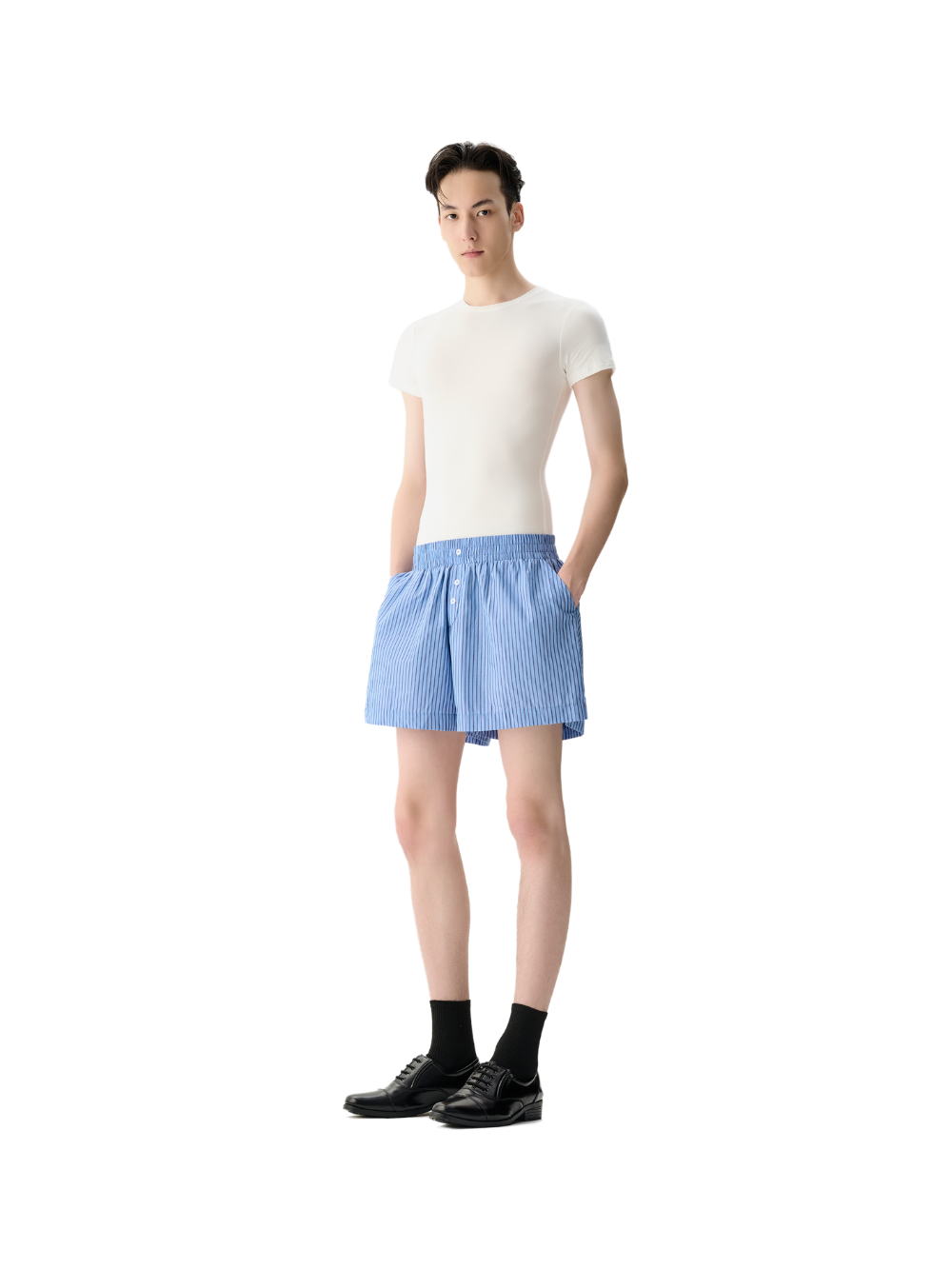 White Slim Fit Short Sleeve Top