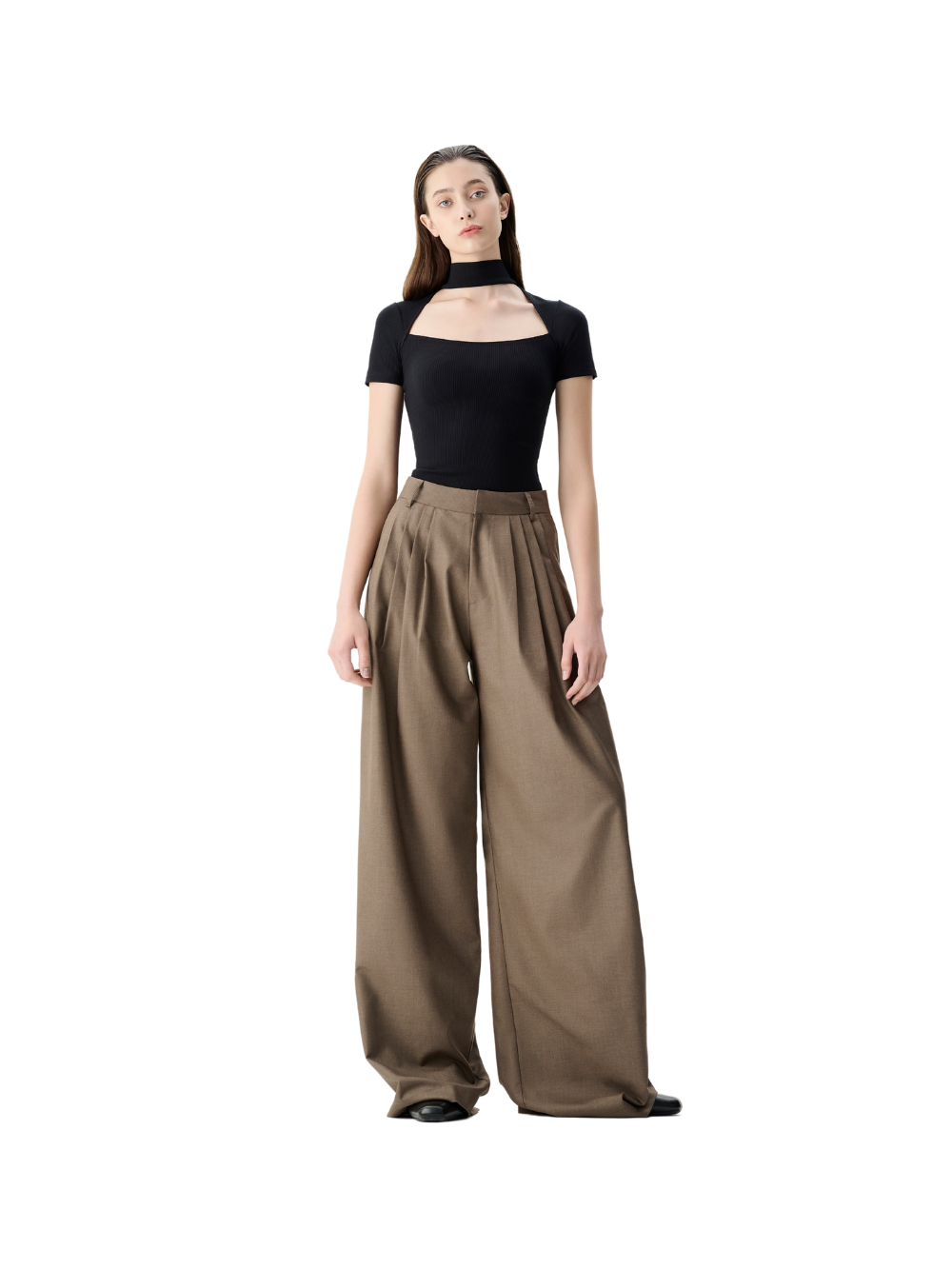 Black Detached Turtleneck Top