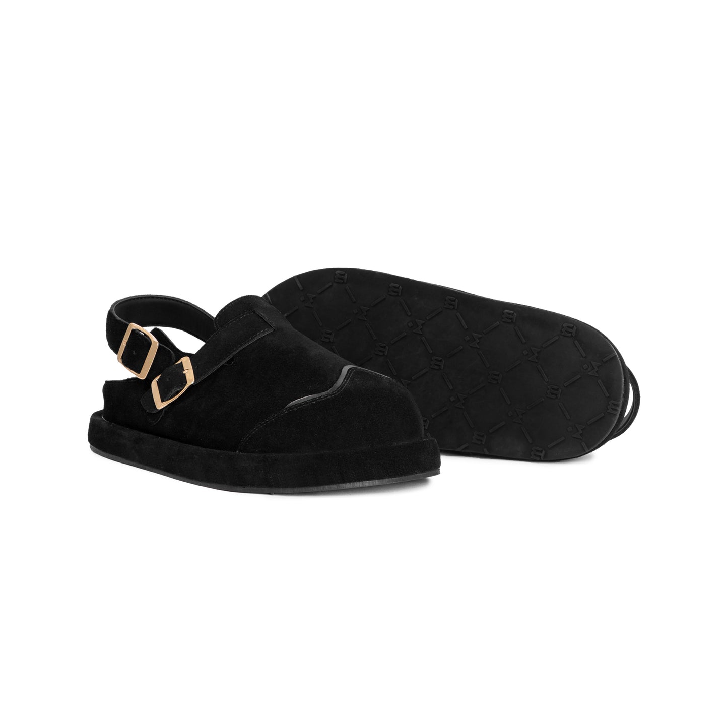 the-wolf-black-suede-low-clog-sandals thewolf astoud