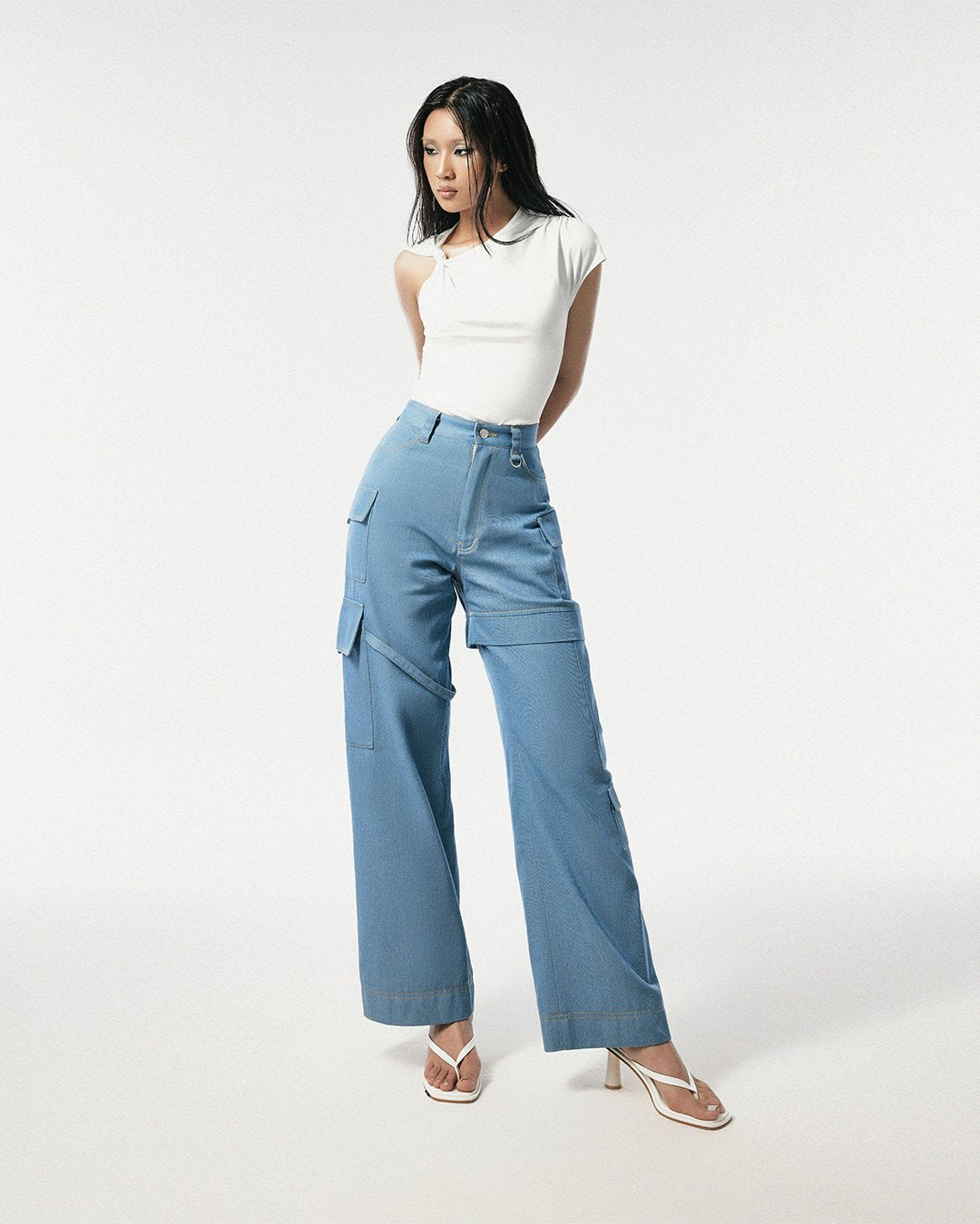 Cargo Straight Leg Denim Pants