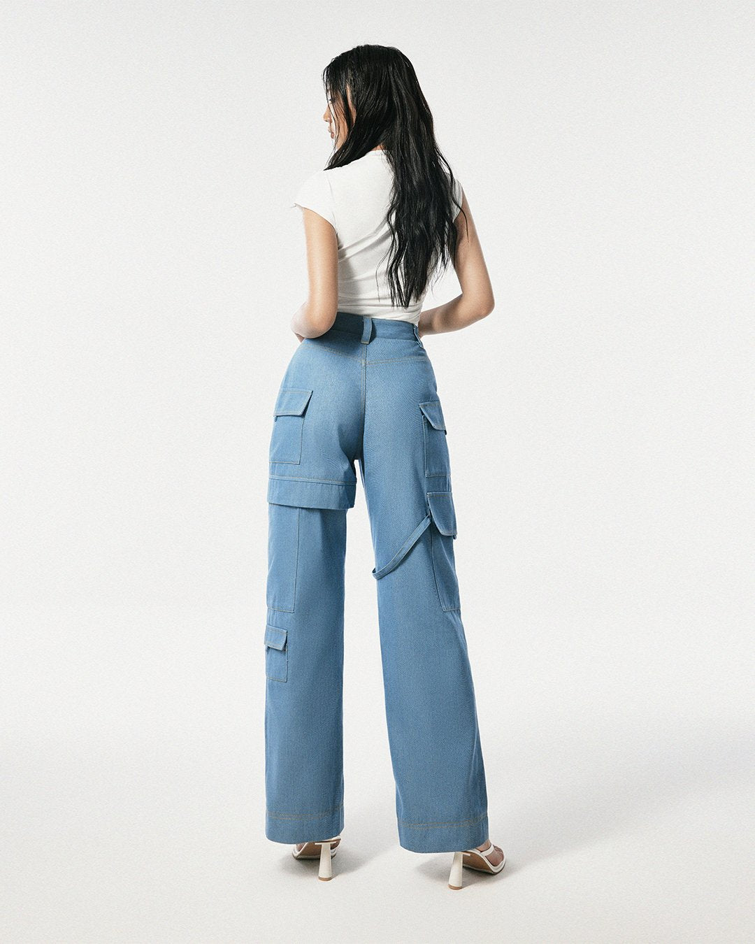 Cargo Straight Leg Denim Pants