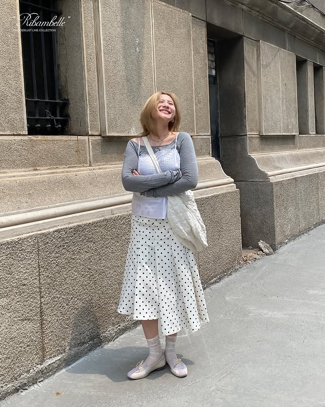 Cream Polka Dot Ribambelle Skirt parrey astoud