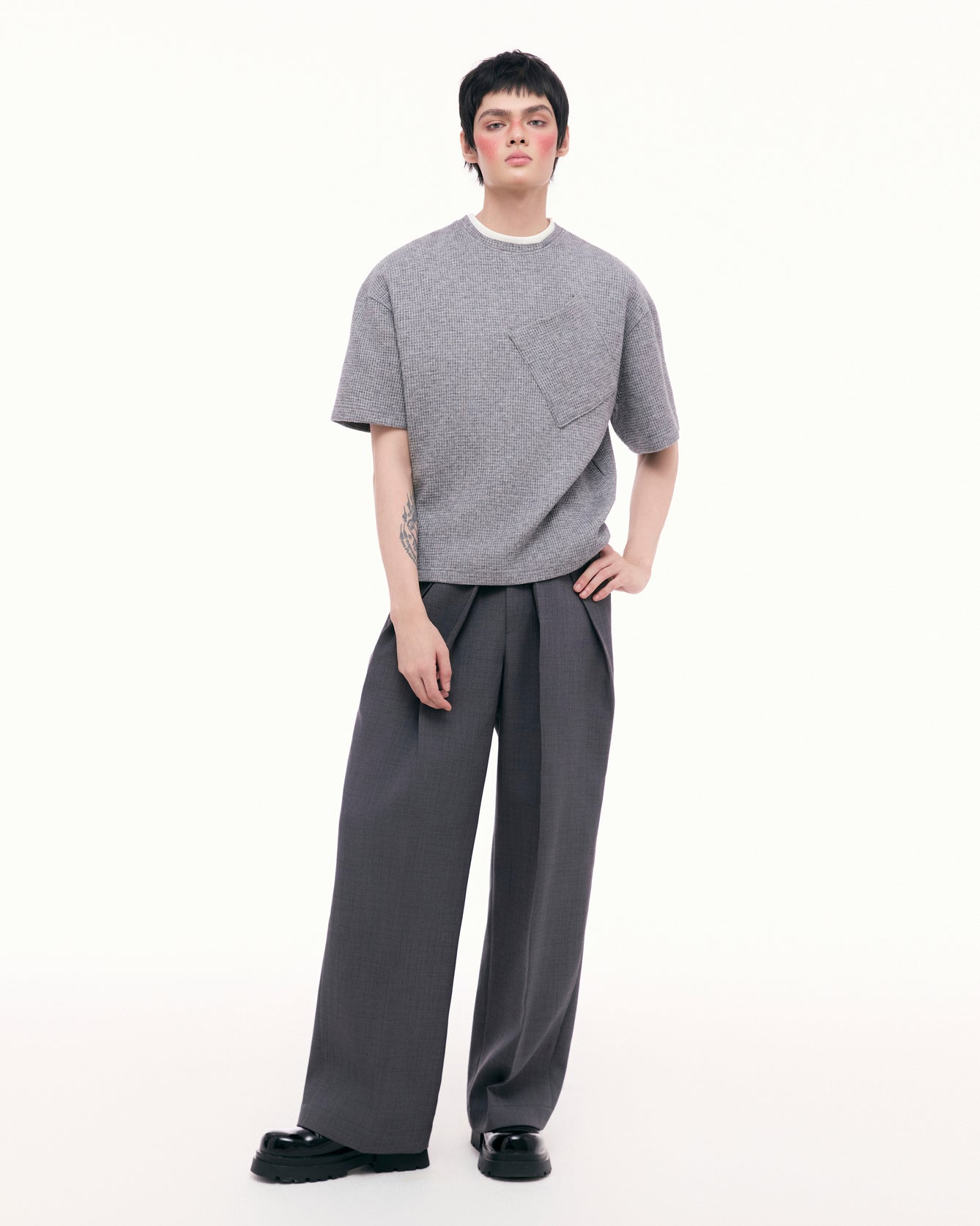 Dark Gray Dual Pleat Trousers