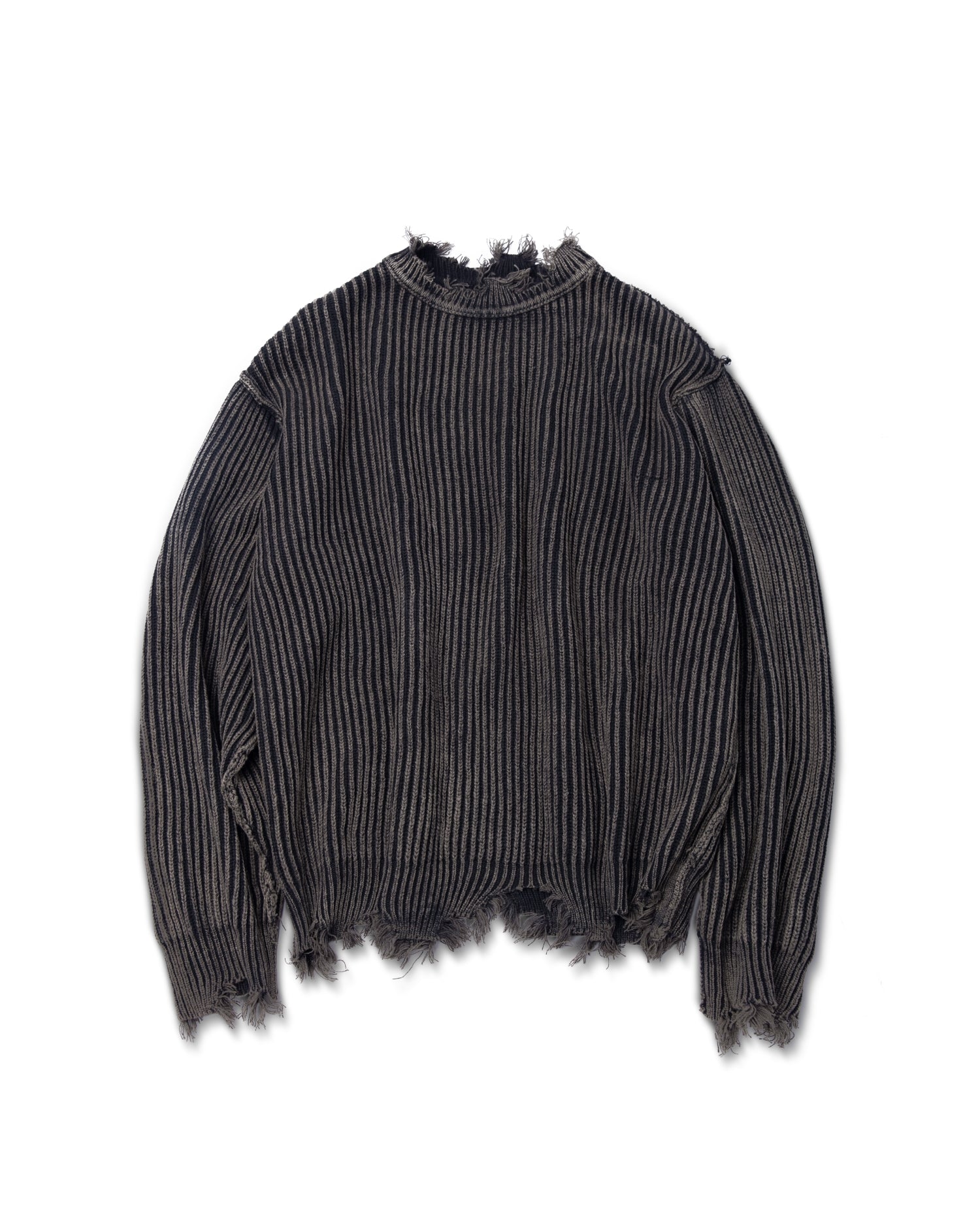 GOLDIE FATAL DISTRESSED RIB KNIT SWEATER ASTOUD
