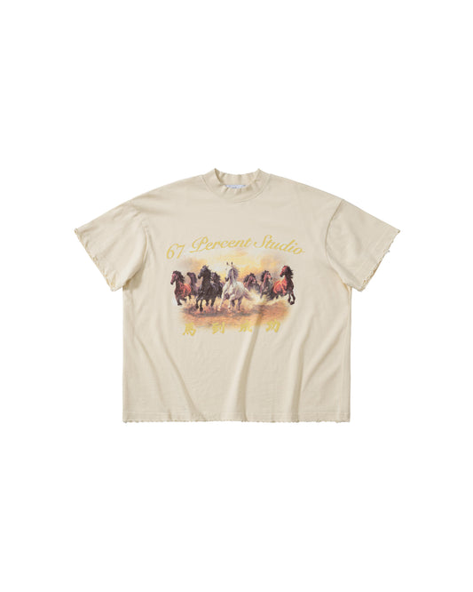 Cream Eight Horses T-Shirt