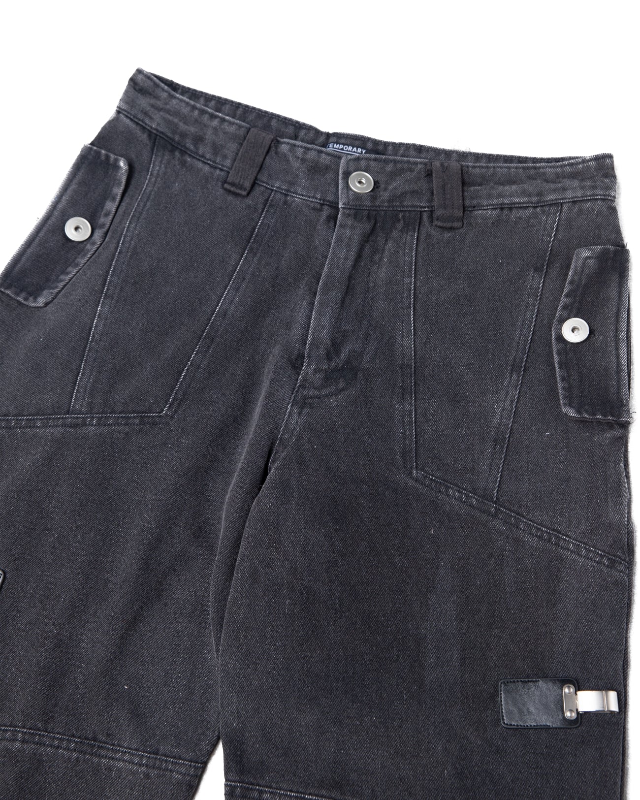 washed-gray-multi-buckle-denim-pants goldie astoud