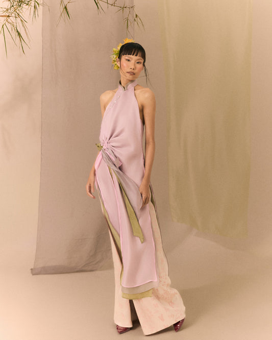 Blush Pink Lam Thuy Silk Wide-leg Pants