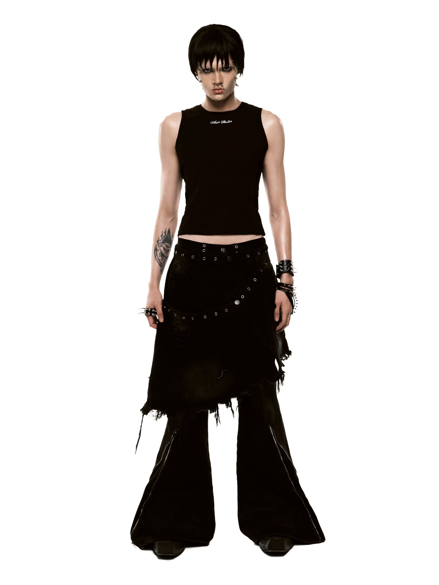 ssss-unisex-dark-grey-twins-layer-skirt aesir astoud