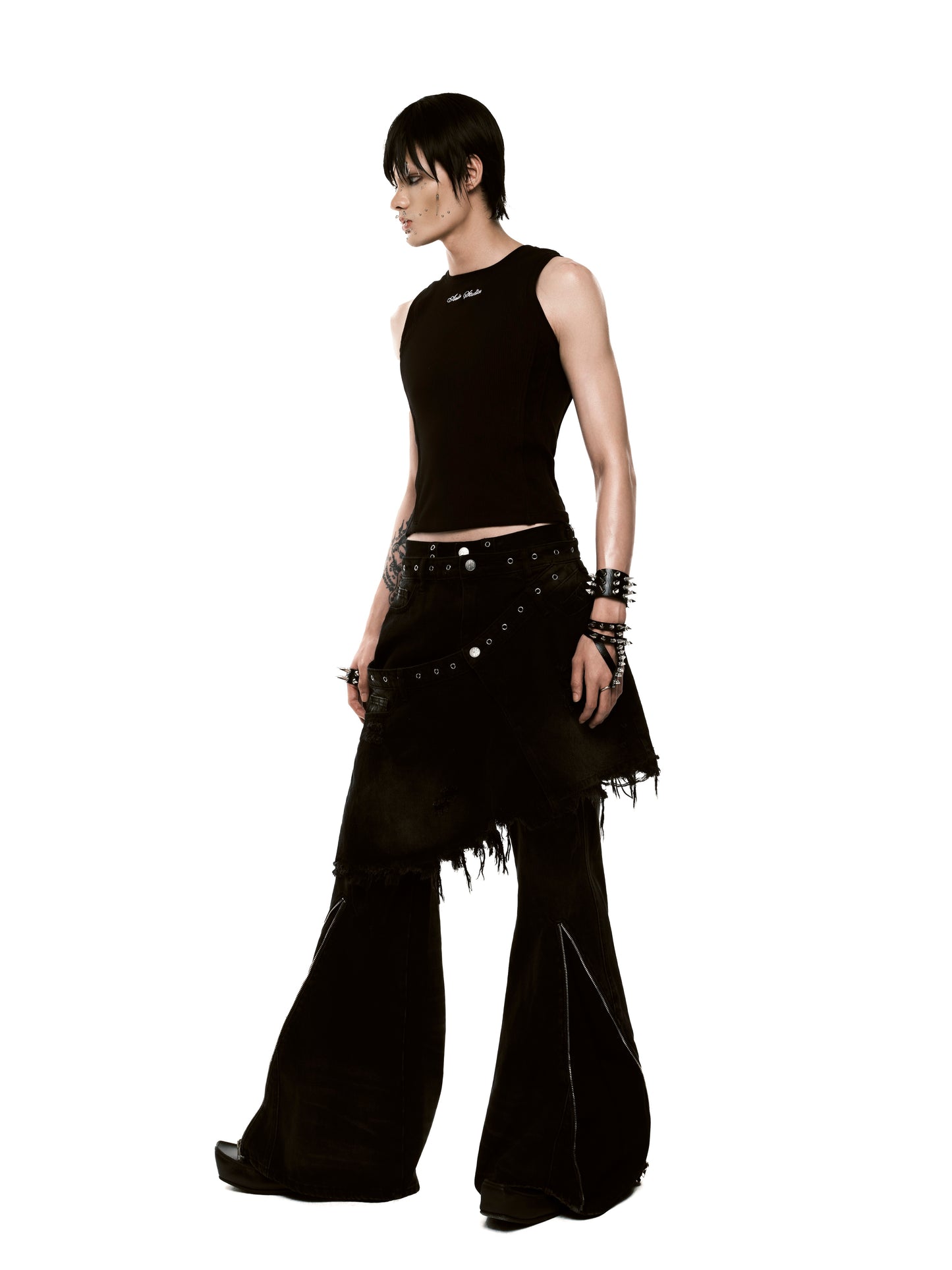 ssss-unisex-dark-grey-twins-layer-skirt aesir astoud