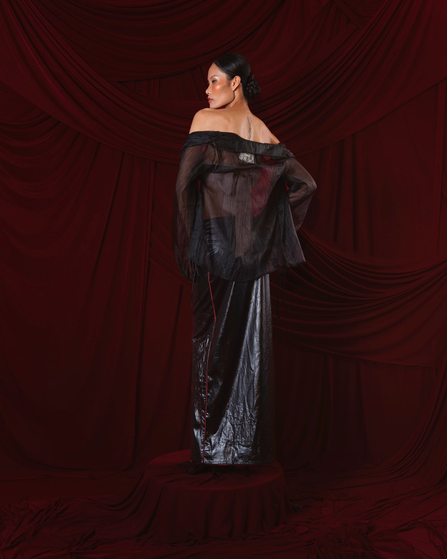 black-phấn-sương-chiffon-blouse an heritage astoud
