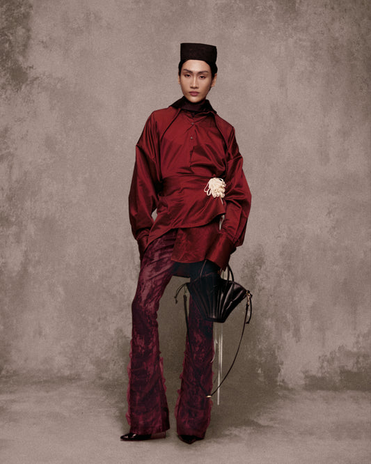 Red Tự Do Tafta Shirt AN HERITAGE ASTOUD