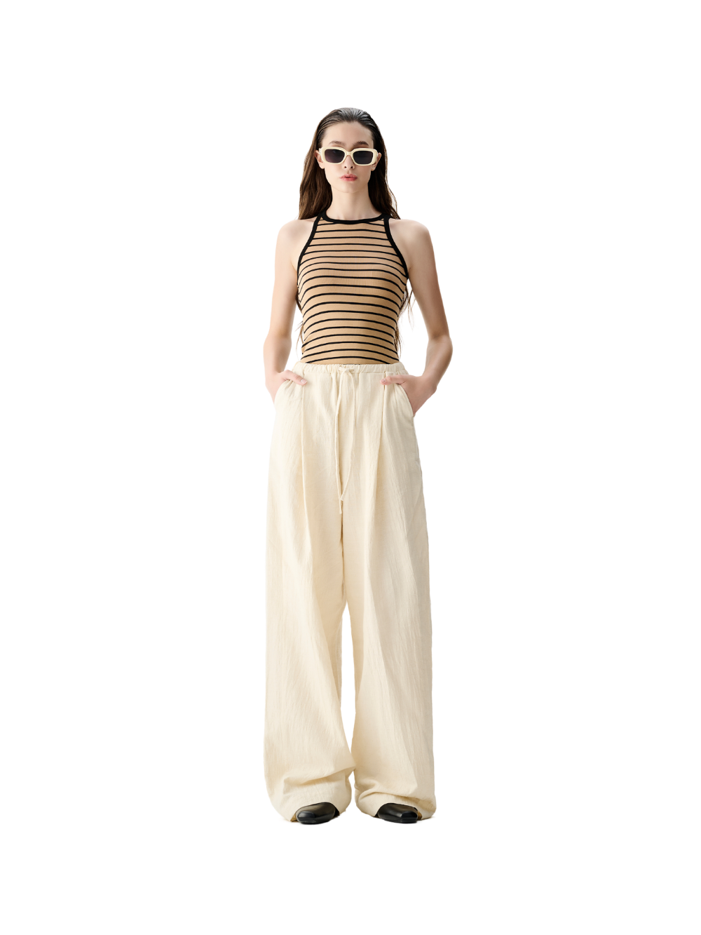 BROWN STRIPPED TANK TOP LAMINAPPAREL ASTOUD