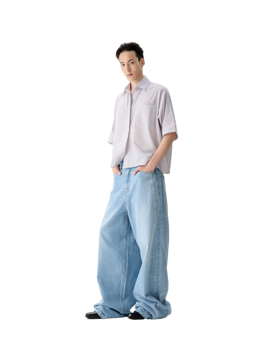 BUTTON BAGGY JEANS LAMINAPPAREL ASTOUD 