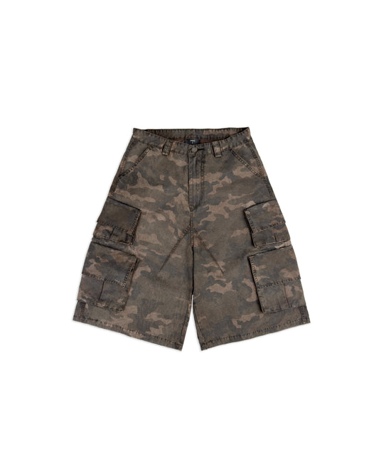Cs2 - "FNOS" Washed Camo Short - Brown
