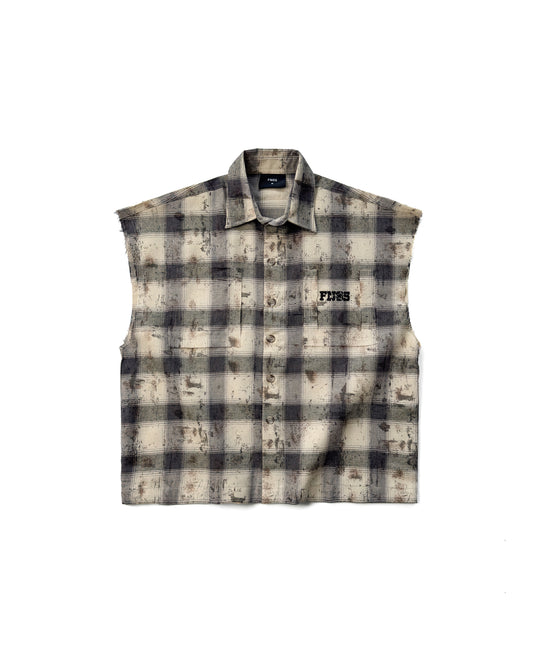 Tbc5 - "Fnos" Bat Cut Caro Shirt - Beige