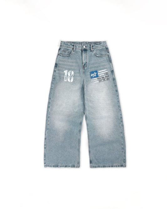 Erg22 - "Fnos" Washed Jeans - Light Blue