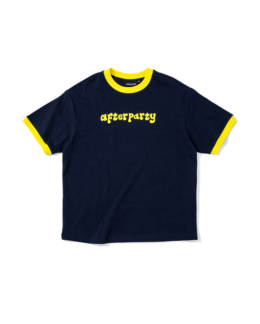 Navy Blue Bubble Letter Ringer Tee