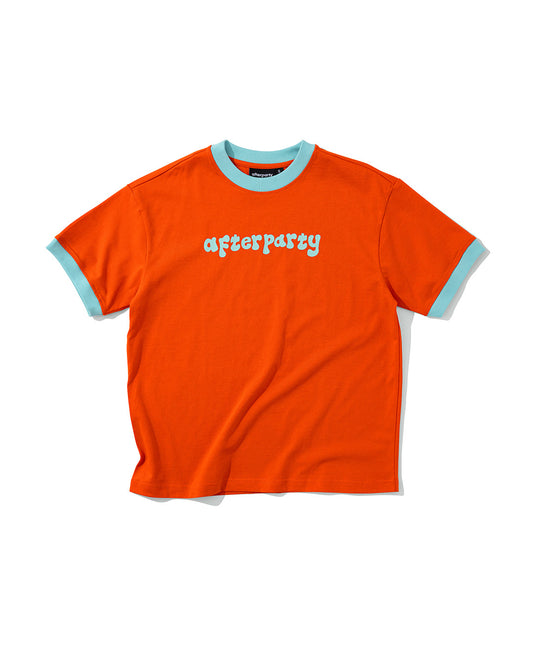 Orange Bubble Letter Ringer Tee