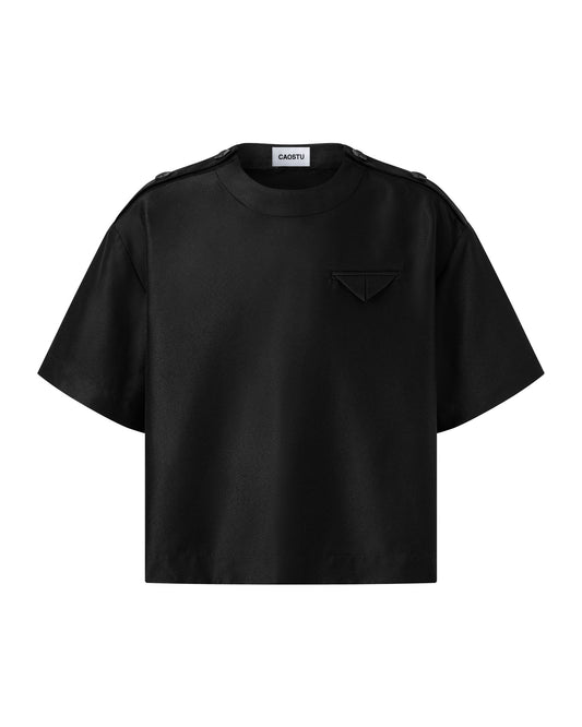 Black Shoulder Tab Shirt