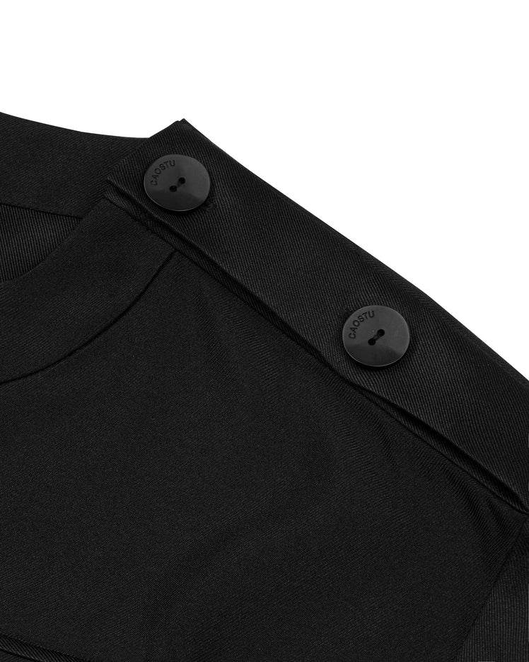 Black Shoulder Tab Shirt