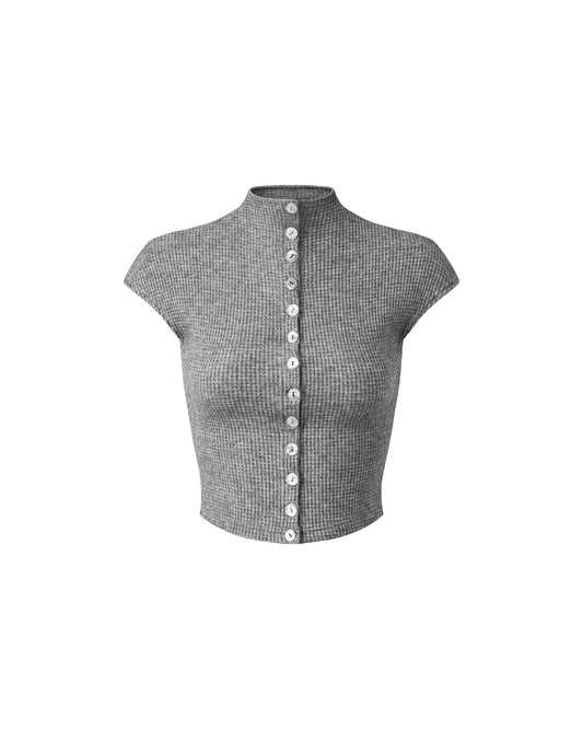 Baby Tee Knit Pearl Button