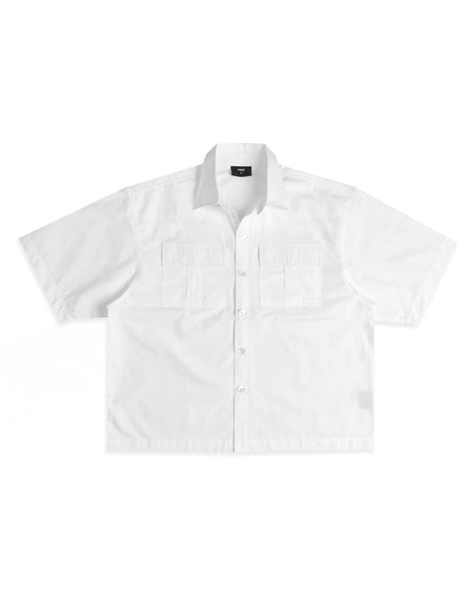 Sh5 - Short-Sleeve Shirt With Slight Wrinkle Effect - White