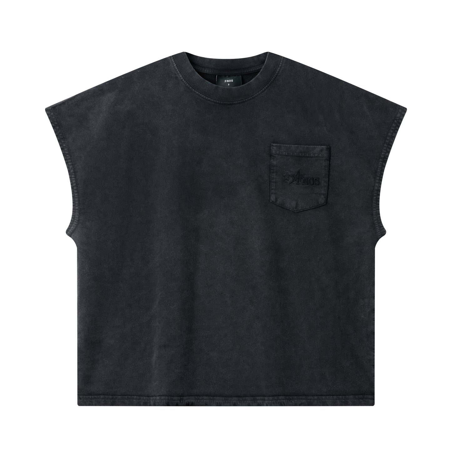 Tbc3 - "Fnos" Washed Bat Cut T-Shirt - Black